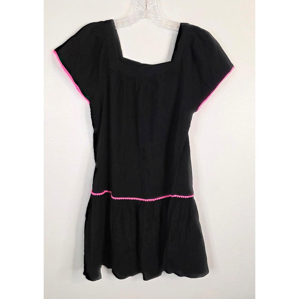 The Childrens Place Girls Black Pink Pom Pom Gauze Dress XXL 16 NWT Party Fun